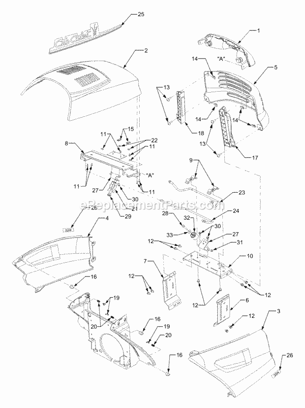 Hood, Grille And Side Panels Diagram and Parts List for 3204 14A-641-100 Cub Cadet Lawn Tractor